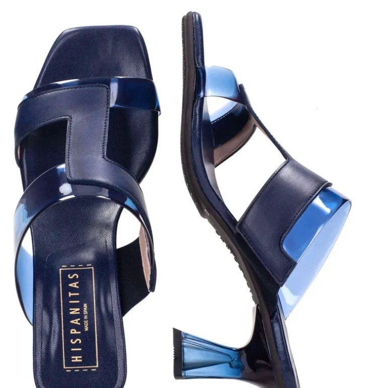 Mules combinados en piel y vinilo Hispanitas