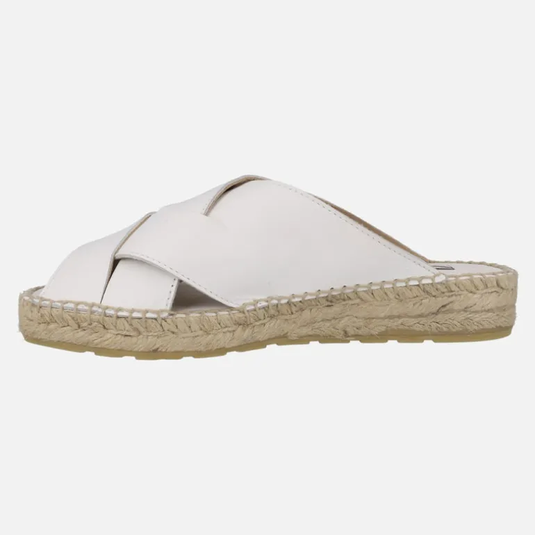 Mules de piel con tiras entrelazadas y piso de yute