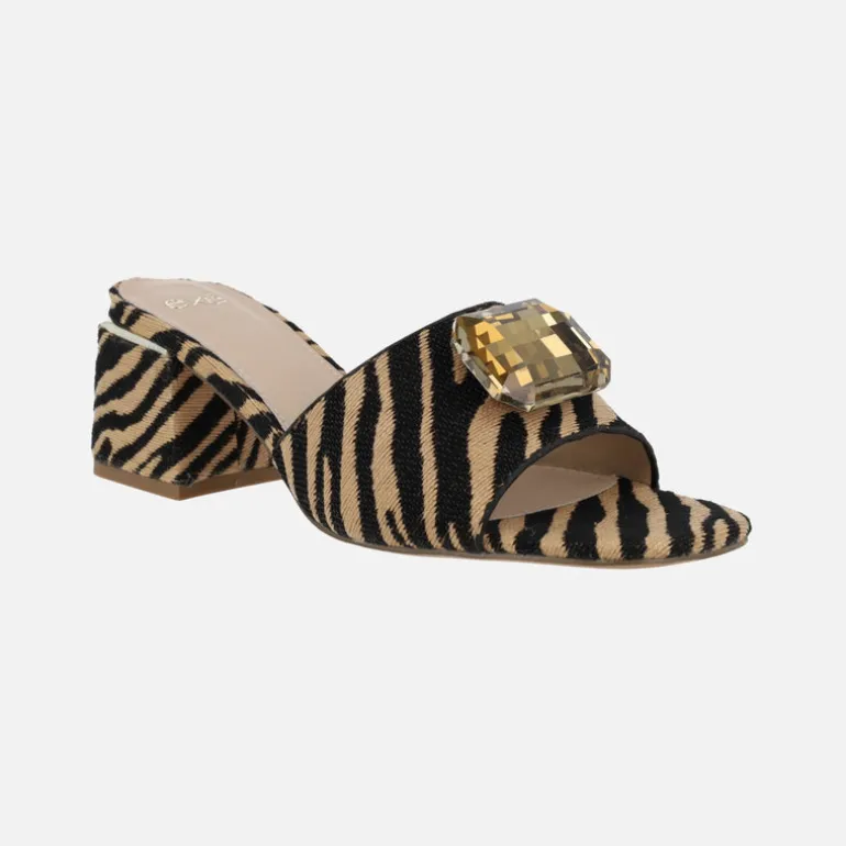 Mules joya en tejido print animal Carmen