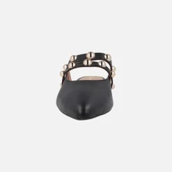 Mules negros de piel con tachas doradas Ahnapee