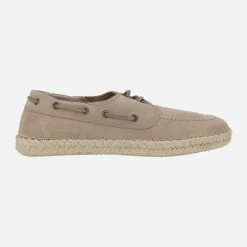 Naúticos para hombre en serraje taupe con piso de yute