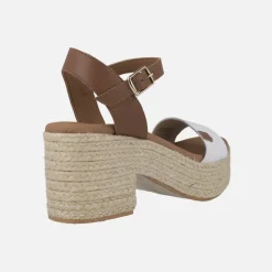Sandalias Abaka snake blanco con tacón y plataforma de yute