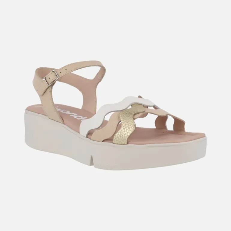 Sandalias Andy con tiras de piel combinadas y cuña WondersFLY