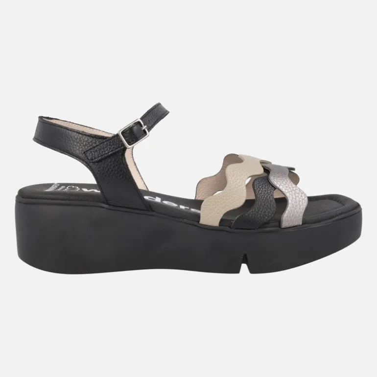 Sandalias Andy con tiras de piel combinadas y cuña WondersFLY