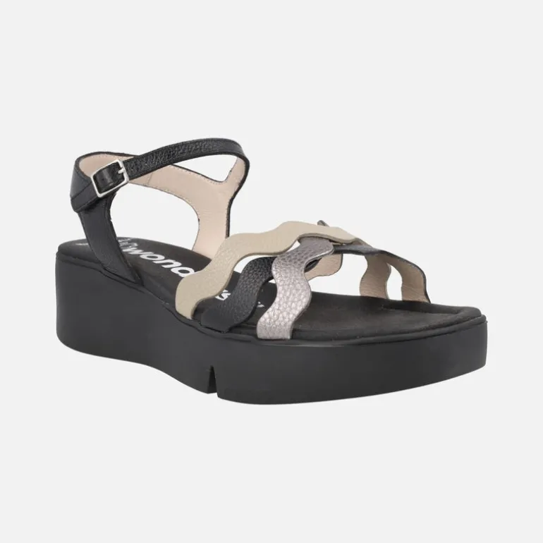 Sandalias Andy con tiras de piel combinadas y cuña WondersFLY