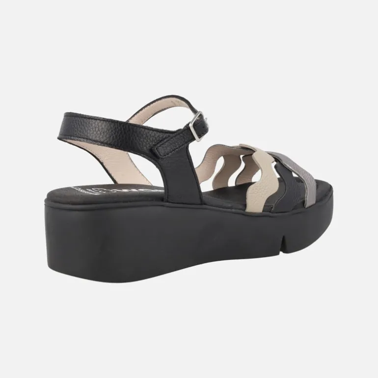 Sandalias Andy con tiras de piel combinadas y cuña WondersFLY
