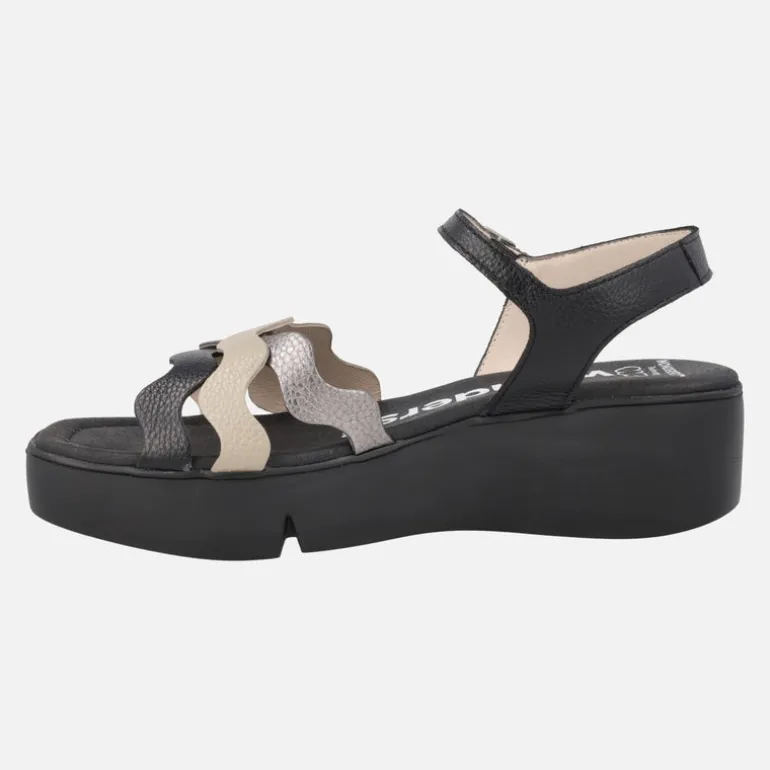 Sandalias Andy con tiras de piel combinadas y cuña WondersFLY