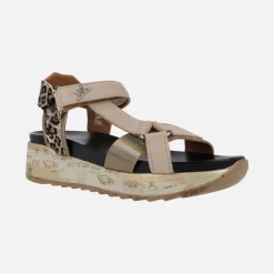 Sandalias beige combinadas con animal print Cetti 1316 tierra