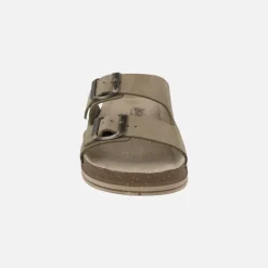 Sandalias bio en piel nobuck con hebillas