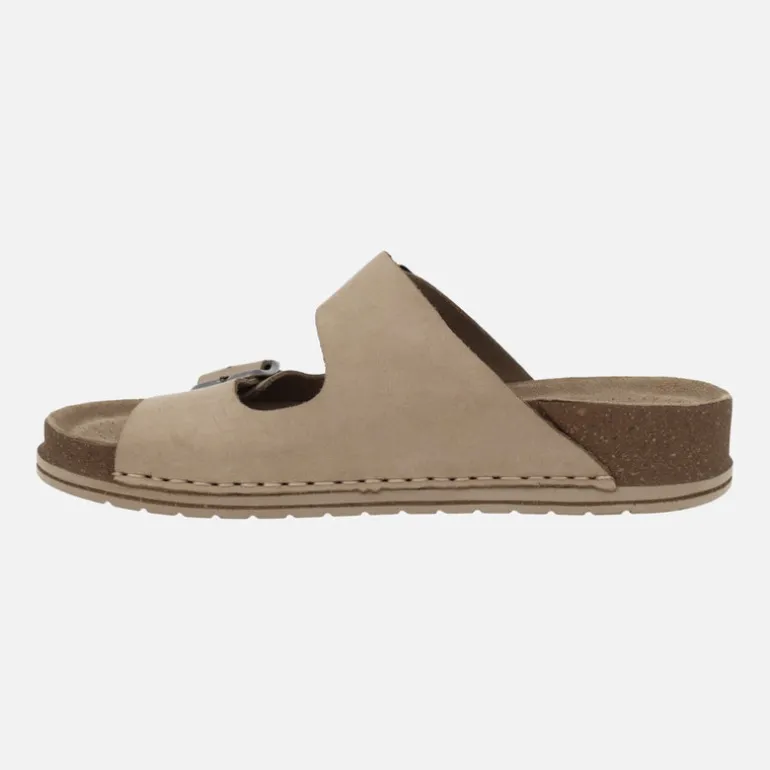 Sandalias bio en piel nobuck con hebillas