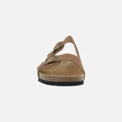 Sandalias bio en serraje marrón con hebillas para hombre Tajo