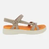 Sandalias Claire en tejido taupe con cierre de velcros