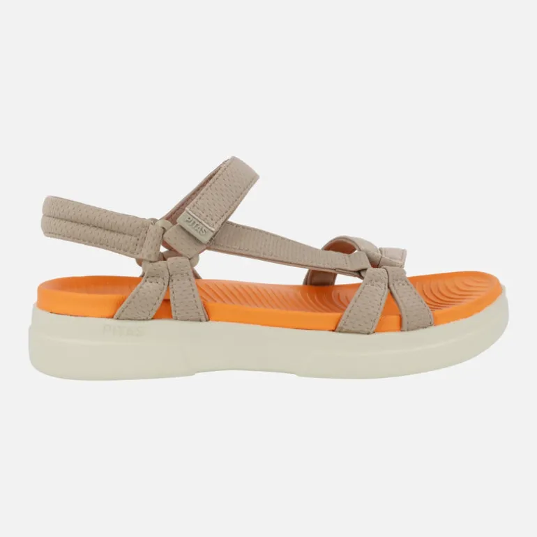 Sandalias Claire en tejido taupe con cierre de velcros