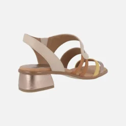 Sandalias combinadas de ante y piel con tacón bajo