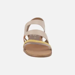 Sandalias combinadas de ante y piel con tacón bajo