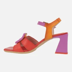 Sandalias combinadas de piel con adorno de hebilla