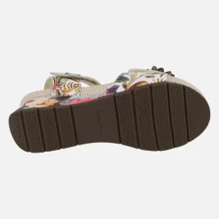 Sandalias con cuña estampada de flores Barry 36 Beige