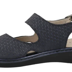 Sandalias confort azul marino con cierre de velcros para mujer