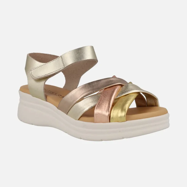 Sandalias confort con tiras combinadas y cierre de velcro