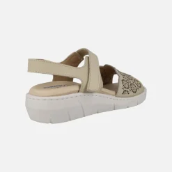 Sandalias confort de piel con pala troquelada y velcro