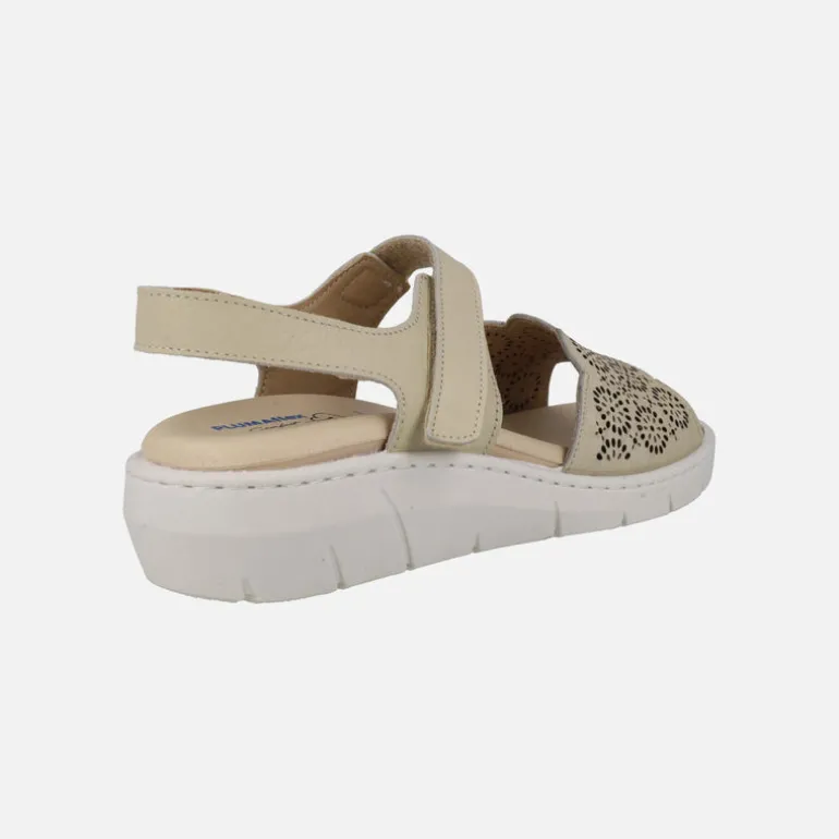 Sandalias confort de piel con pala troquelada y velcro