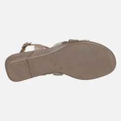 Sandalias confort de piel con tiras combinadas y strass