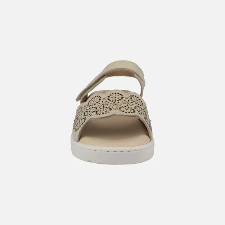 Sandalias confort de piel con pala troquelada y velcro