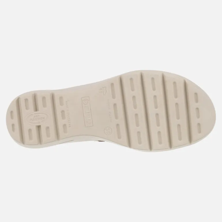 Sandalias confort de piel con cierre de velcro en combinado arena