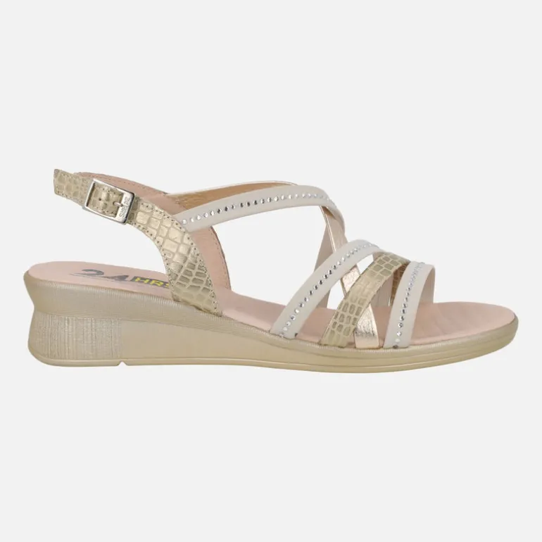Sandalias confort de piel con tiras multi material