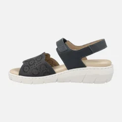 Sandalias confort de piel con pala troquelada y velcro