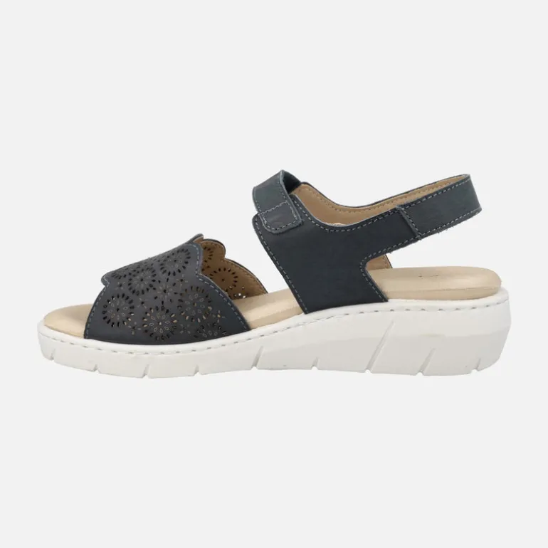 Sandalias confort de piel con pala troquelada y velcro