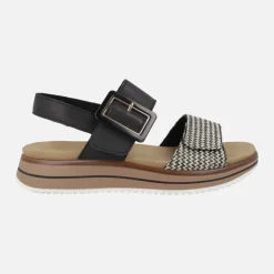 Sandalias confort en combinado negro con cierres de velcro