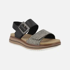 Sandalias confort en combinado negro con cierres de velcro