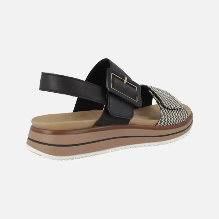 Sandalias confort en combinado negro con cierres de velcro