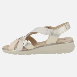 Sandalias confort en combinado beige - oro - blanco