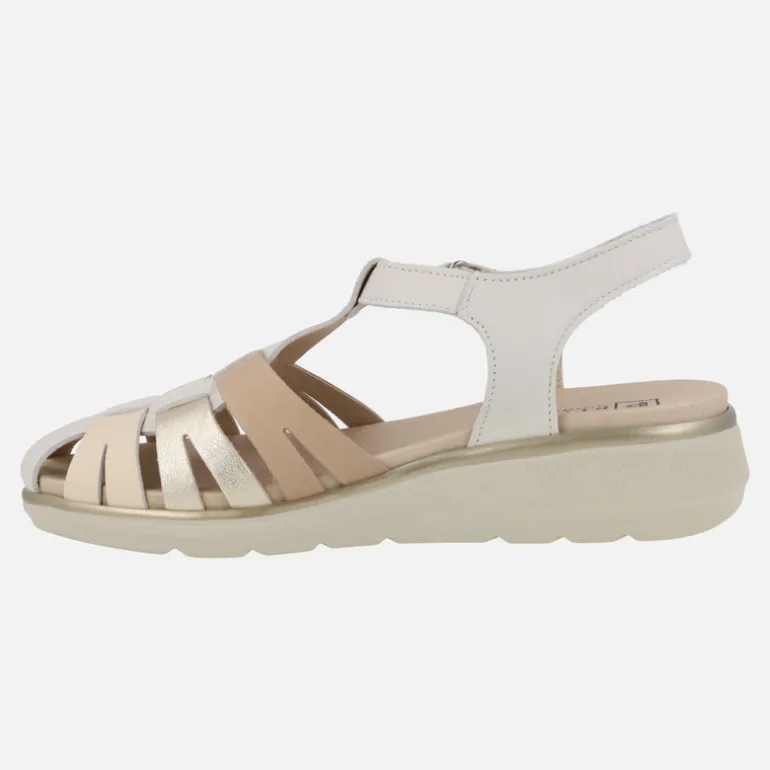 Sandalias confort en piel estilo cangrejeras con cierre de velcro