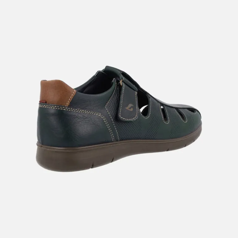 Sandalias confort para hombre en piel azul marino con cierre de velcro
