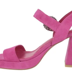 Sandalias de ante con plataforma y hebilla joya Leiba