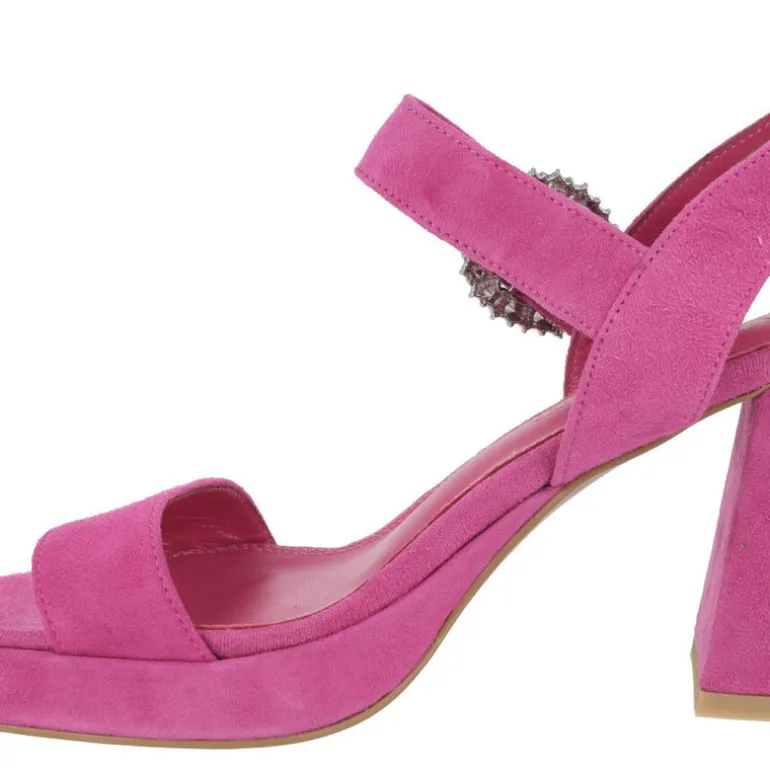Sandalias de ante con plataforma y hebilla joya Leiba