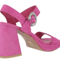 Sandalias de ante con plataforma y hebilla joya Leiba