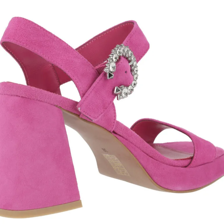 Sandalias de ante con plataforma y hebilla joya Leiba