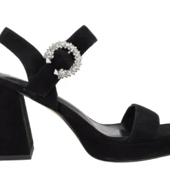 Sandalias de ante con plataforma y hebilla joya Leiba