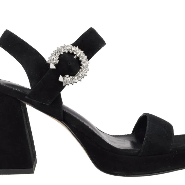 Sandalias de ante con plataforma y hebilla joya Leiba