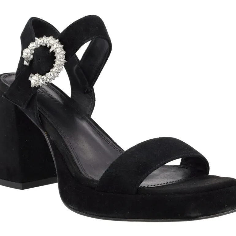 Sandalias de ante con plataforma y hebilla joya Leiba