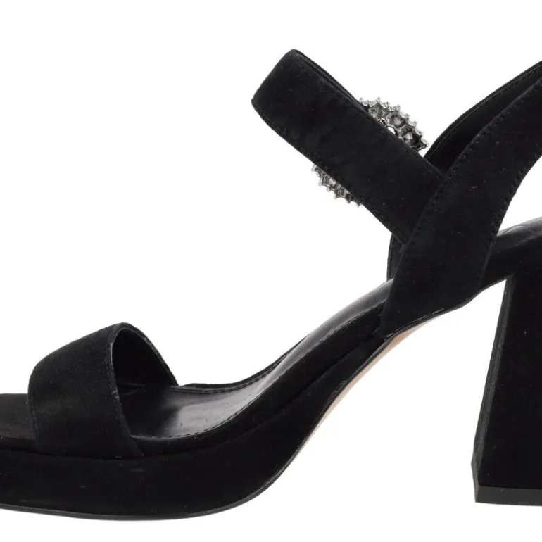 Sandalias de ante con plataforma y hebilla joya Leiba