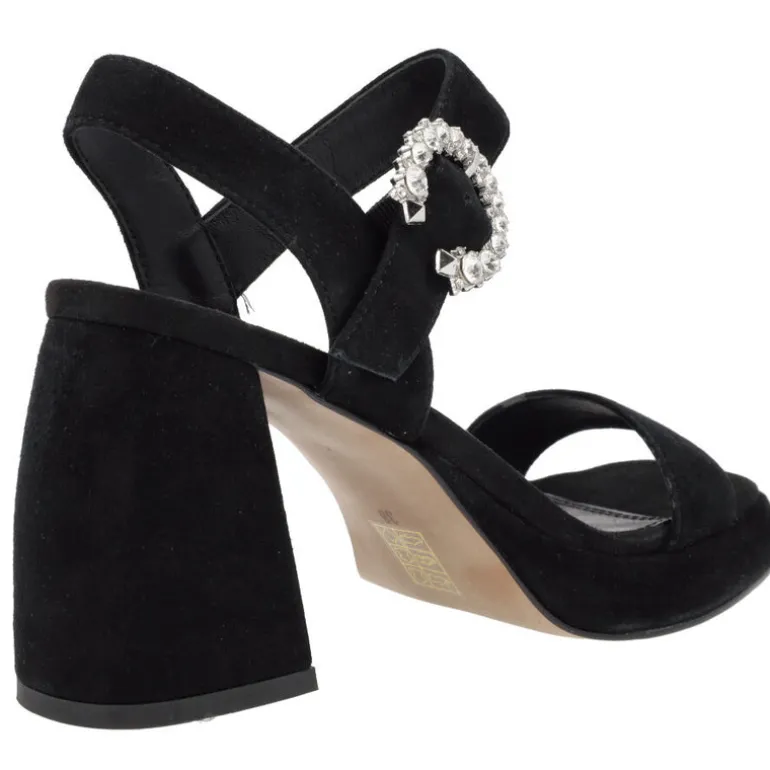Sandalias de ante con plataforma y hebilla joya Leiba
