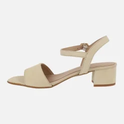 Sandalias de ante con pulsera al tobillo y tacón bajo