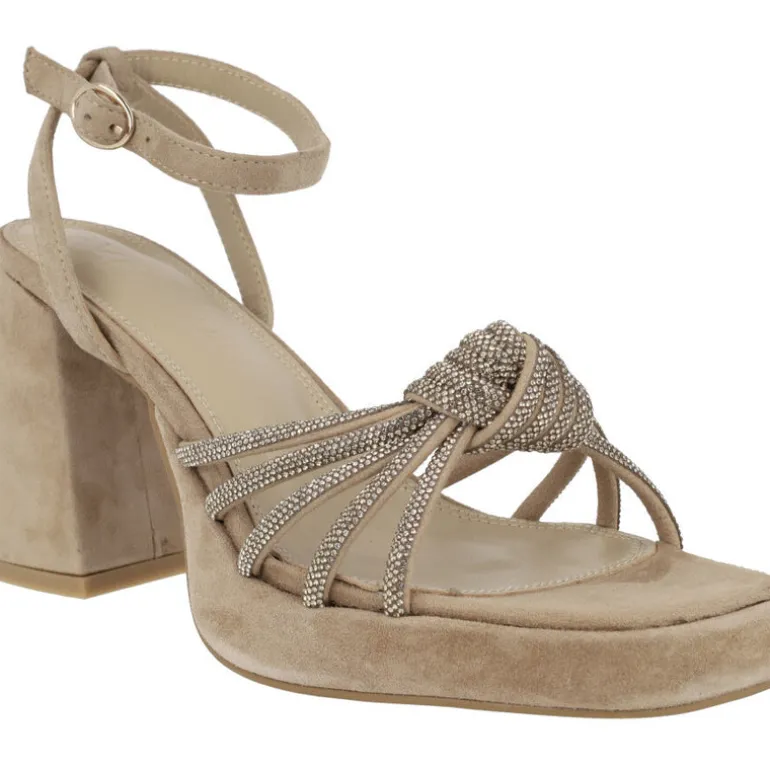 Sandalias de ante con tiras y nudo de strass Tiara