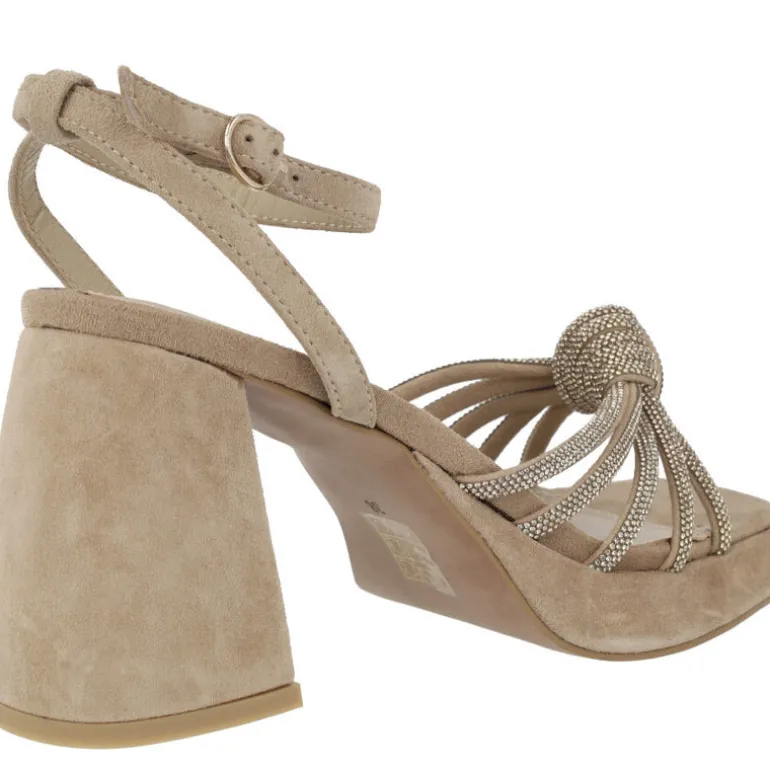 Sandalias de ante con tiras y nudo de strass Tiara
