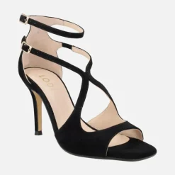 Sandalias de ante y tacón alto Sasue con doble pulsera al tobillo